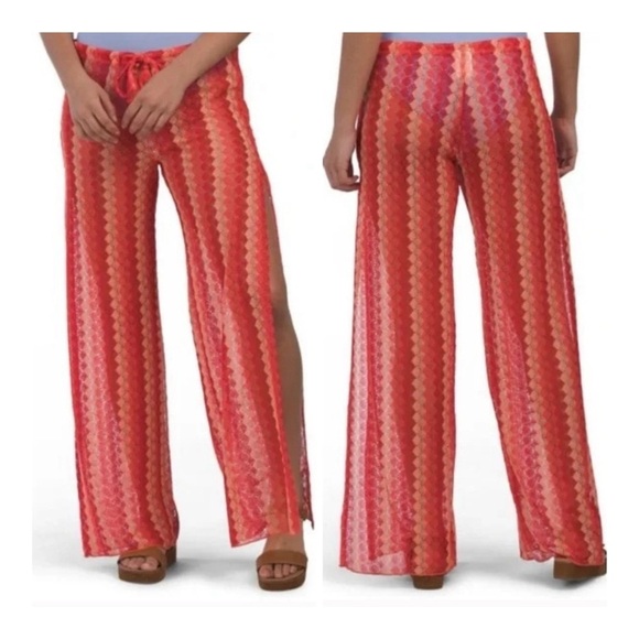 BECCA Other - NEW BECCA By Rebecca Virtue Sunset Soiree Crochet Knit Split Wide Leg Coverup S